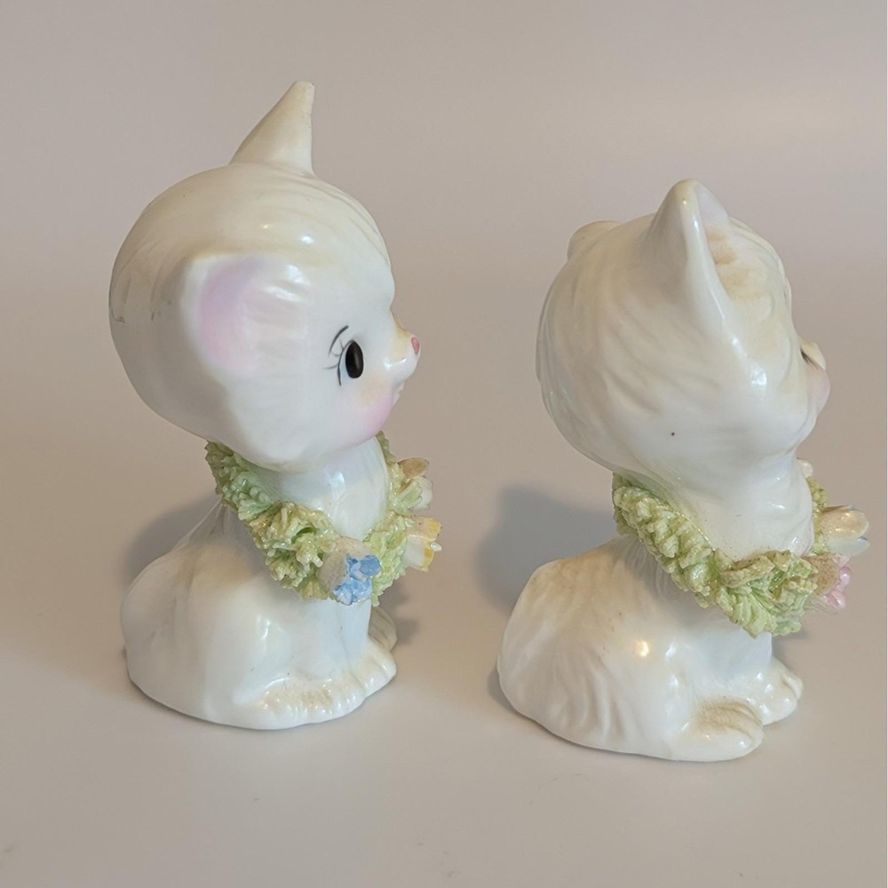 Vintage Napco Cats Kittens Miniature Bone China Spaghetti Trim Flower Wreath - Picture 5 of 8